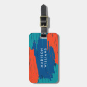 Orange Blue Aquamarin Vibranly Modern Bold Strokes Gepäckanhänger (Vorderseite vertikal)