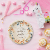 Orange & Blue Autumn Floral Inspiration Hochzeit Pappteller (Party)