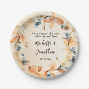 Orange & Blue Autumn Floral Inspiration Hochzeit Pappteller