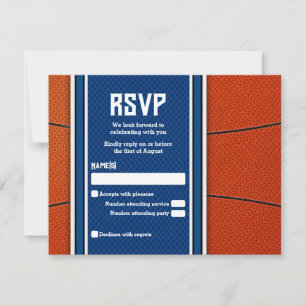 Orange Blue Basketball Bar Mitzvah Antwortkarte Einladung