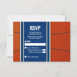 Orange Blue Basketball Bar Mitzvah RSVP Karte
