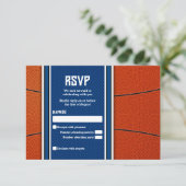 Orange Blue Basketball Bar Mitzvah RSVP Karte (Stehend Vorderseite)