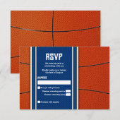 Orange Blue Basketball Bar Mitzvah RSVP Karte (Vorne/Hinten)