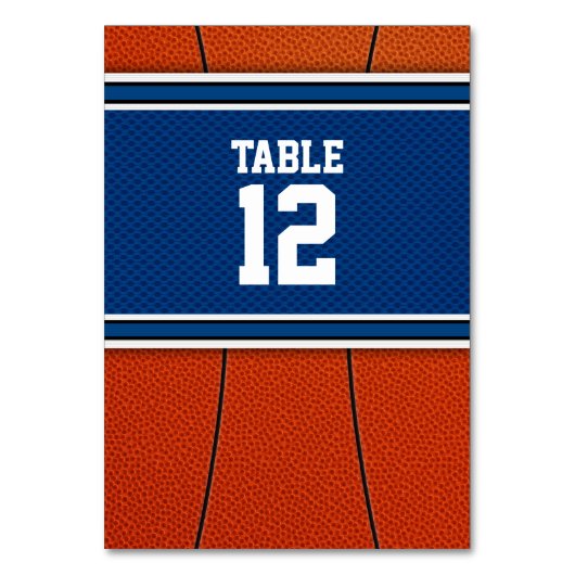 Orange Blue Basketball Bar Mitzvah Tischnummer (Vorderseite)