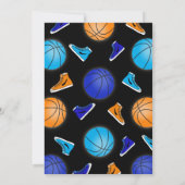 Orange Blue Basketball Paint Spritzer Einladungen (Rückseite)