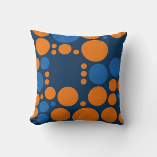 Orange Blue Big Polka Dots Kissen