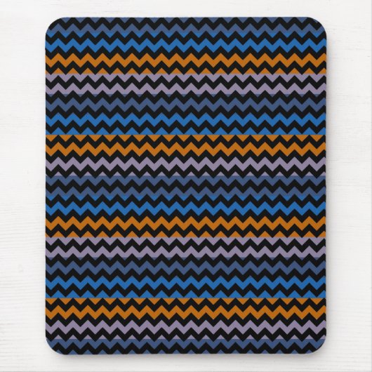 Orange Blue Black Zickzack Zigzag Mousepad (Vorne)