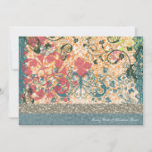 Orange Blue Boho Chic Sinti und Roma Hochzeit Einl Einladung (Rückseite)