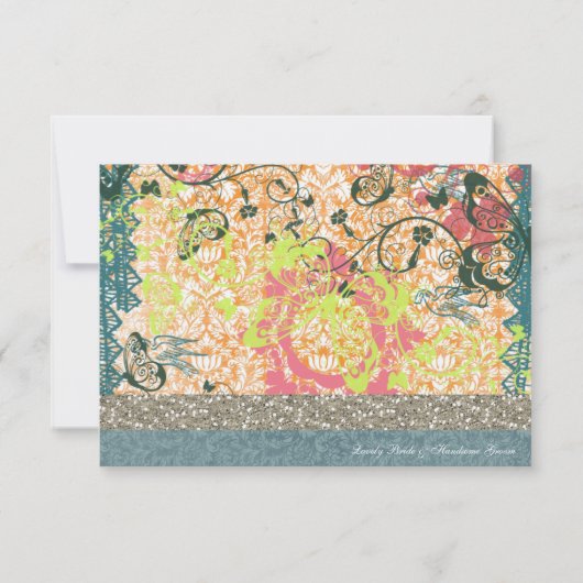 Orange Blue Boho Chic Sinti und Roma uAwg RSVP Karte (Rückseite)