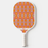 Orange Blue Boho Ikat Muster Personalisierter Text Pickleball Schläger (Vorderseite)