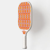 Orange Blue Boho Ikat Muster Personalisierter Text Pickleball Schläger (Links)