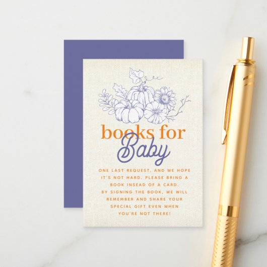 Orange Blue Burlap Little Pumpkin Books for Baby Begleitkarte (Vorderseite/Rückseite Beispiel)