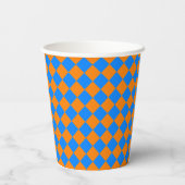 Orange Blue Checker Diamond Pattern Pappbecher (Rückseite)