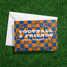 Orange Blue Checkerboard Football Game Watch Party