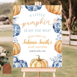 Orange Blue Chinoiserie Pumpkin Baby Dusche Poster