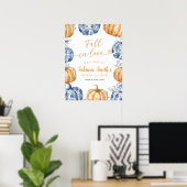 Orange Blue Chinoiserie Pumpkin Brautparty Poster (Heimbüro)