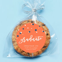 Orange Blue Confetti Graduate Abschluss