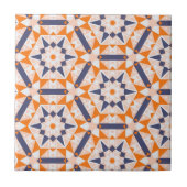 Orange Blue Cream Geometric Hexagons Muster Fliese (Vorderseite)