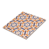 Orange Blue Cream Geometric Hexagons Muster Fliese (Seite)