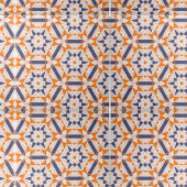 Orange Blue Cream Geometric Hexagons Muster Fliese