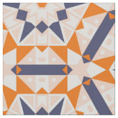 Orange Blue Cream Geometric Mosaic Ethnic Pattern Stoff (Nahaufnahme)
