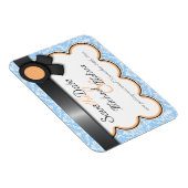 Orange & Blue Damask Save the Date flaches Magnet (Rechte Seite)