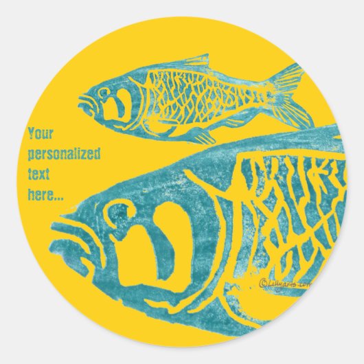 Orange Blue Fish Personalisiert Stickers (Vorderseite)