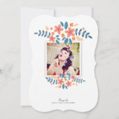 Orange Blue Floral Brautparty Foto Einladung (Rückseite)