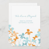 Orange Blue Floral Elopement Karten (Vorne/Hinten)