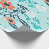 Orange Blue Floral Wrapping Paper Geschenkpapier (Ecke)