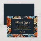Orange Blue Flowers Black Birthday Vielen Dank Dankeskarte (Vorne/Hinten)