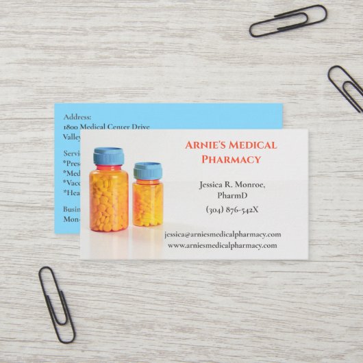 Orange Blue Fltles Pharmaceuticals Pills Visitenkarte (Vorderseite/Rückseite Beispiel)