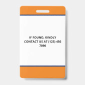 Orange Blue Foto & Logos Press-ID Ausweis (Rückseite)