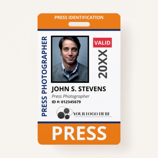 Orange Blue Foto & Logos Press-ID Ausweis (Vorderseite)