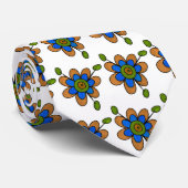 Orange & Blue Fun Blume Krawatte (Gerollt)