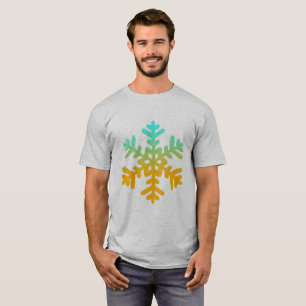 Orange Blue Geay Snowflake T - Shirt