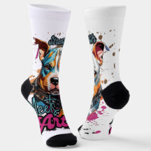 Orange Blue Gemusterter Pop Art Dog