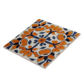 Orange Blue Geometric Cross Abstrakt mediterrane Fliese (Seite)