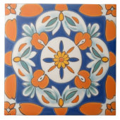 Orange & Blue Geometric, mediterran Fliese (Vorderseite)