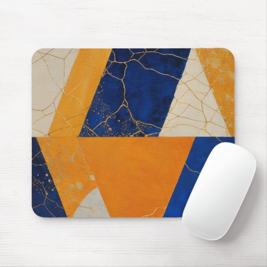 Orange Blue Geometric Mousepad (Mit Mouse)