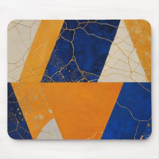 Orange Blue Geometric Mousepad (Vorne)