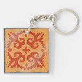 Orange Blue Geometric Tile Board Game gestört Schlüsselanhänger (Rückseite)