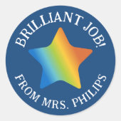 Orange Blue Gradient Star Brilliant Job School Runder Aufkleber (Vorderseite)
