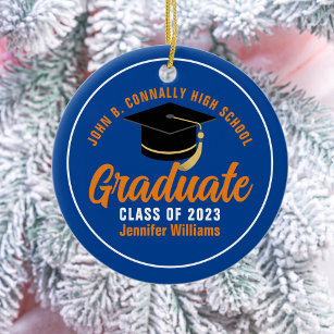 Orange Blue Graduate Personalisiert 2024 Abschluss Keramik Ornament
