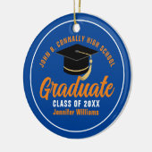 Orange Blue Graduate Personalisiert 2025 Abschluss Keramik Ornament (Links)
