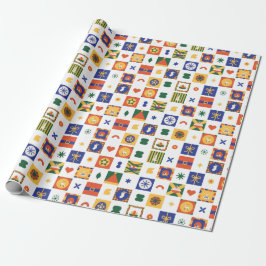 Orange Blue Green Geometric Style in Weihnachten Geschenkpapier