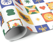 Orange Blue Green Geometric Style in Weihnachten Geschenkpapier (Rolleneckpunkt)