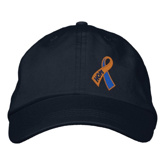 Orange Blue Hope Ribbon Awareness Bestickte Kappe (Vorderseite)