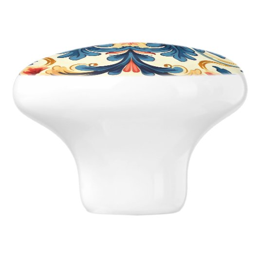 Orange Blue Italian Tile Keramikknauf (Seitenansicht)