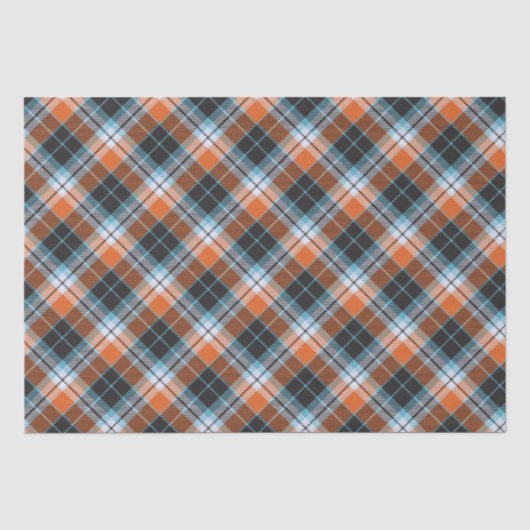 Orange Blue Kariertes Muster Seidenpapier (Vorderseite)